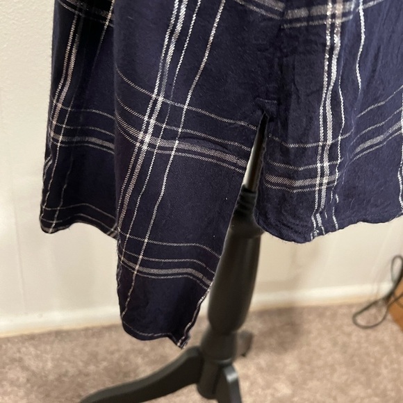 Lane Bryant blue flannel plaid metallic button down shirt. - Picture 9 of 12